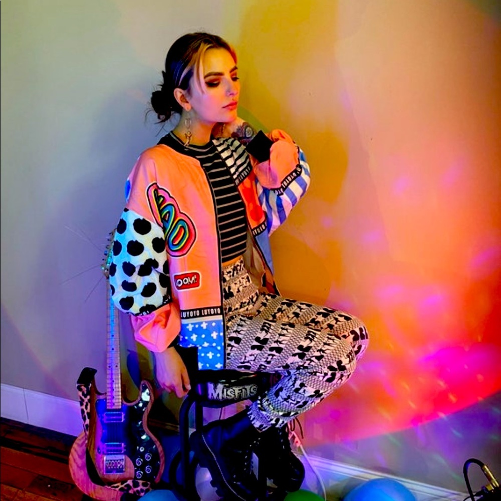 Kawaii print bomber jacket